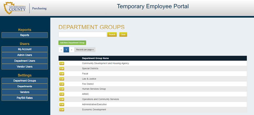 Department Groups (may encompass more than one department)