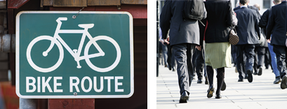 bike route and walking