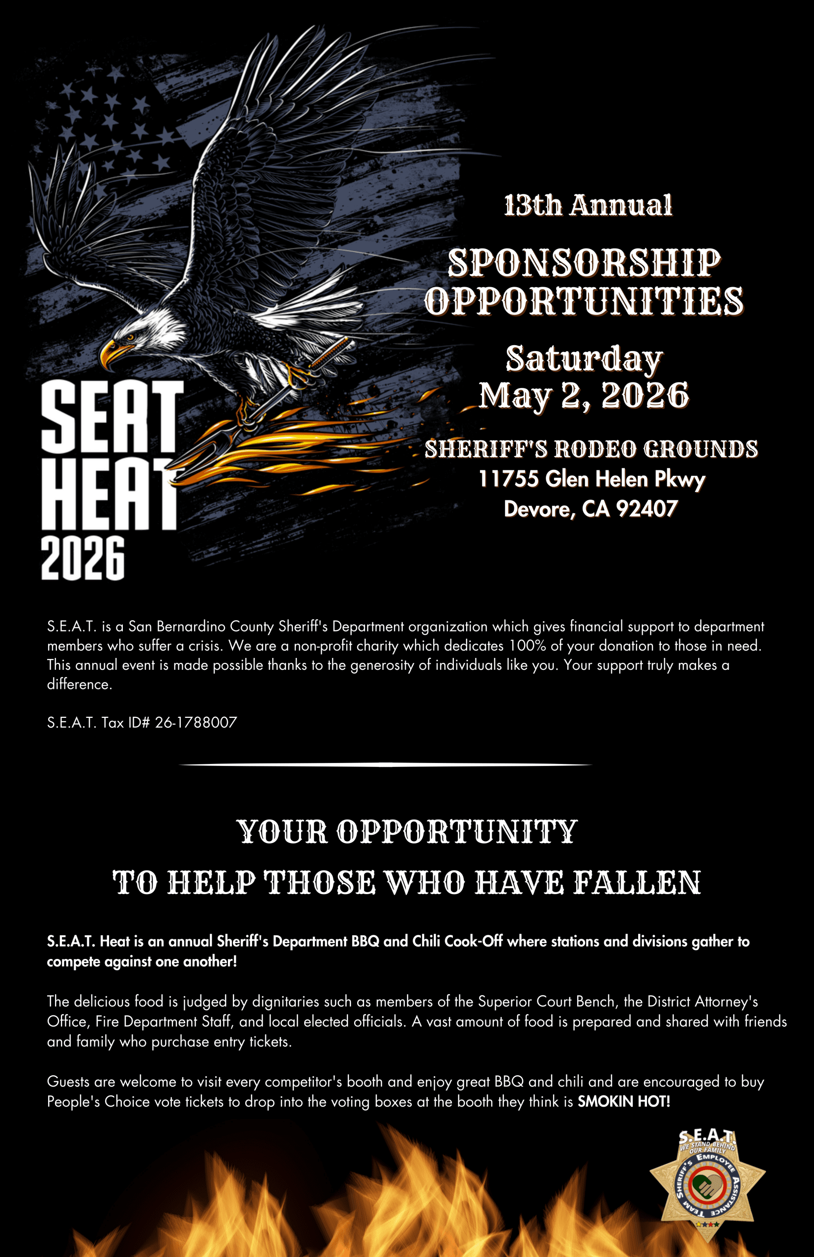 Page 1 of 2 of the 2026 SEAT HEAT Sponsorship flyer.