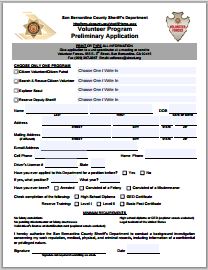 Volunteer Program Primary Application form