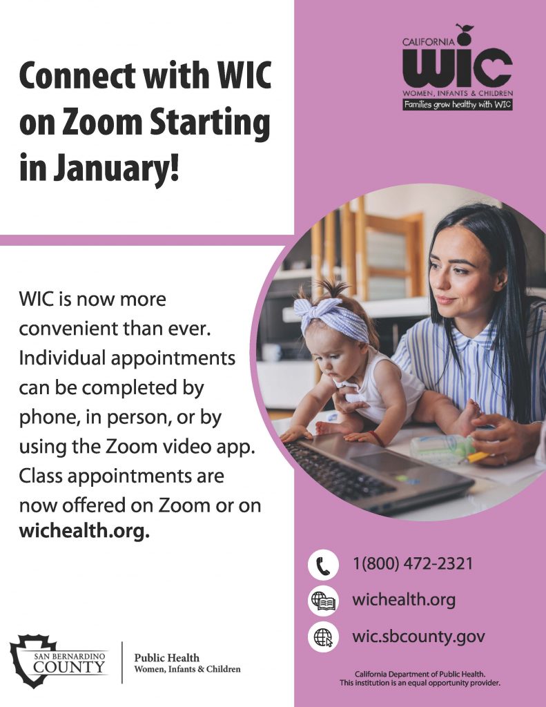 Flyer for WIC Zoom appointments