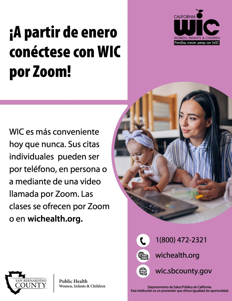 Flyer for WIC Zoom appointments in Spanish