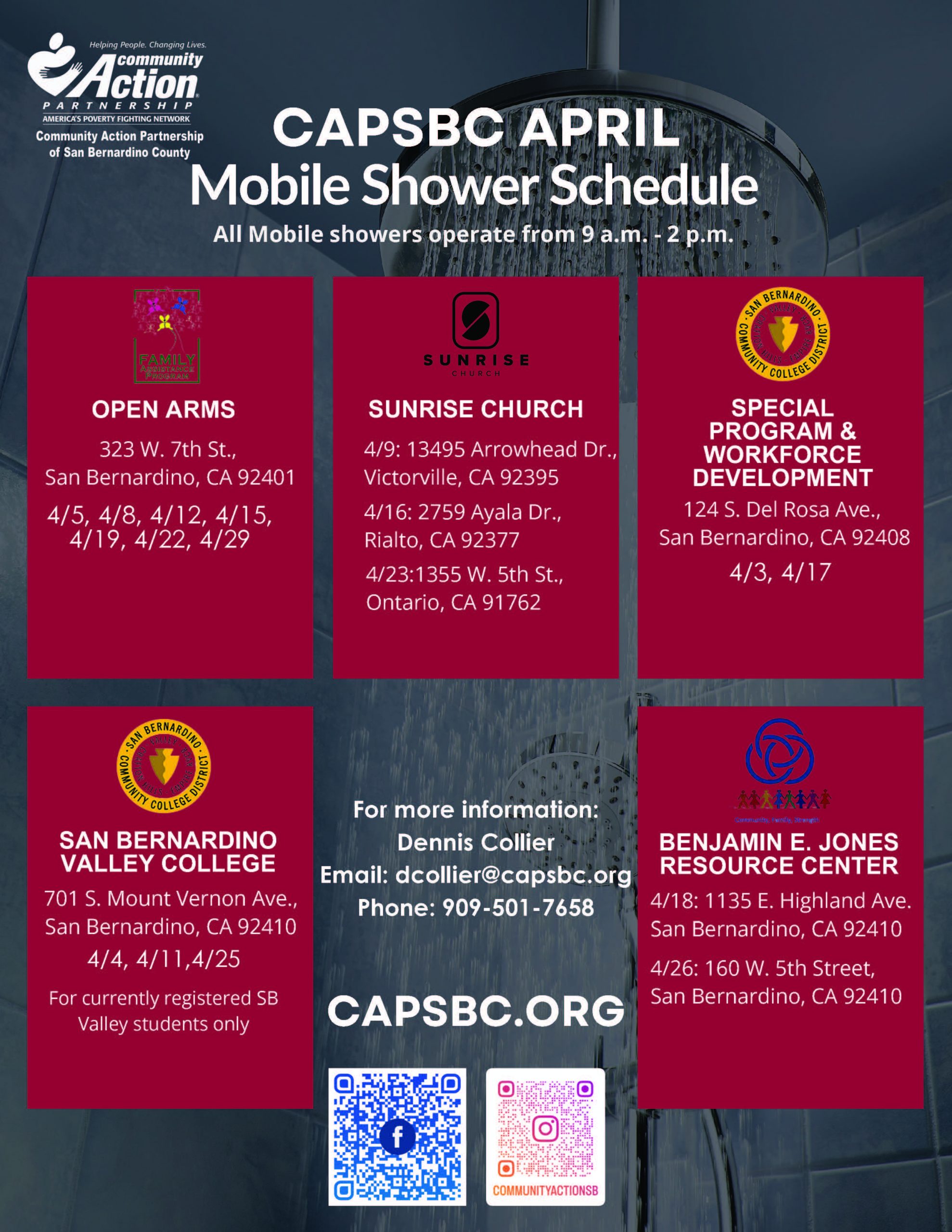 CAPSBC APRIL
Mobile Shower Schedule flyer.