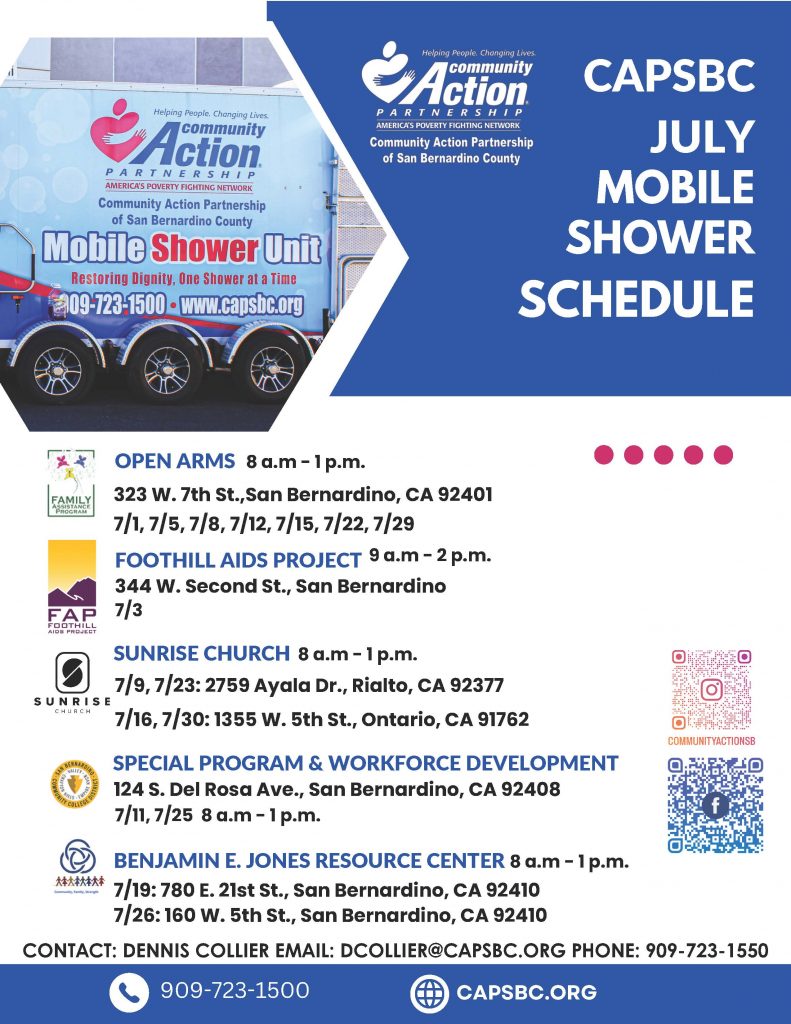 JULY MOBILE SHOWER SCHEDULE 